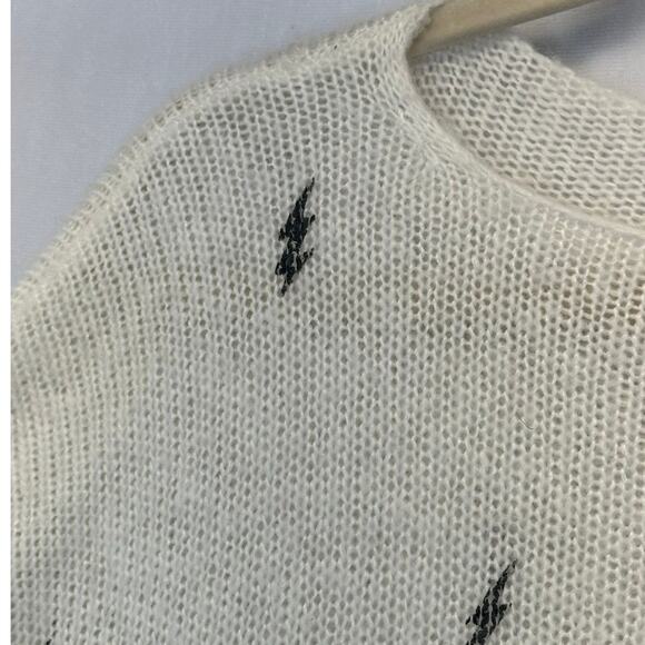 Wooden Ships White Lightning Bolt Open-Knit Sweater Mohair Wool Blend Medium - Picture 7 of 7